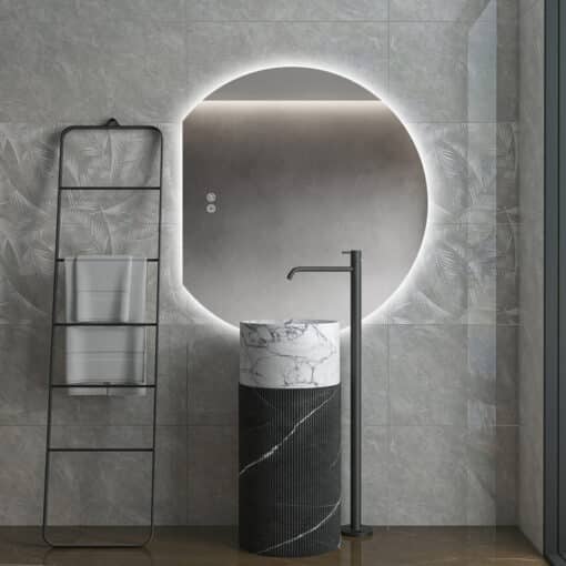 Modern Crescent Moon Wall LED Mirror 63cm x 70cm Backlit Frameless - Image 14