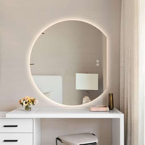 Modern Crescent Moon Wall LED Mirror 63cm x 70cm Backlit Frameless - Image 10