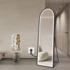 Full Length Arched LED Mirror 180cm x 80cm Freestanding Wall Mounted Black Frame Dimmable