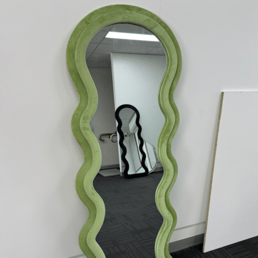 Modern Arched Wavy Velvet Full Length Mirror 160cm x 60cm Green Wall Mirror - Image 6