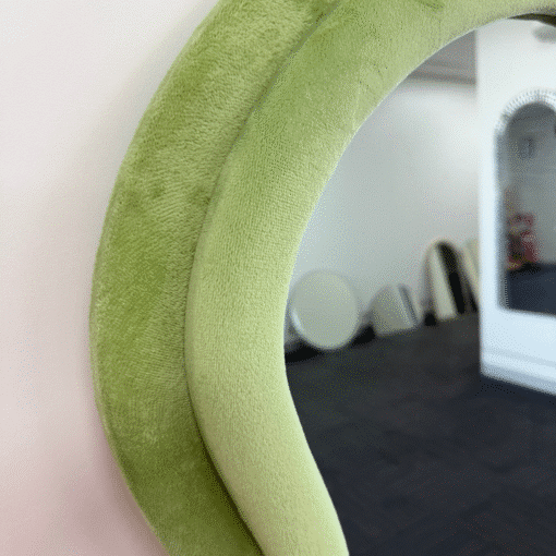 Modern Arched Wavy Velvet Full Length Mirror 160cm x 60cm Green Wall Mirror - Image 9