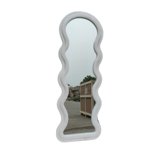 Modern Arched Wavy Velvet Full Length Mirror 160cm x 60cm White Wall Mirror - Image 2