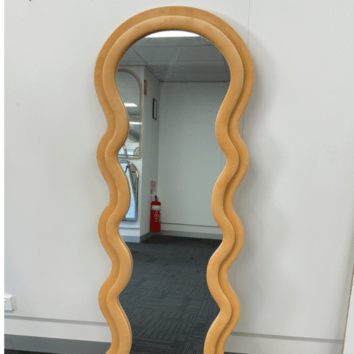 Modern Arched Wavy Velvet Full Length Mirror 160cm x 60cm Peach-Orange Wall Mirror - Image 7