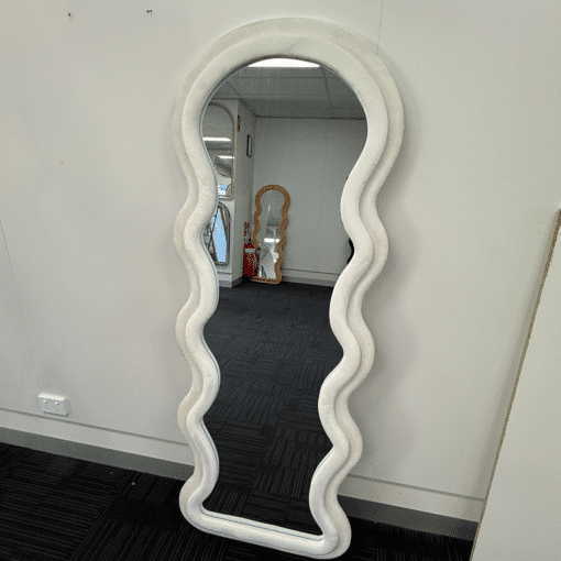 Modern Arched Wavy Velvet Full Length Mirror 160cm x 60cm White Wall Mirror - Image 6
