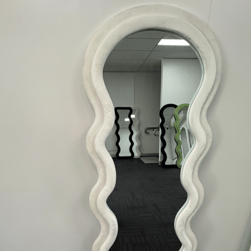 Modern Arched Wavy Velvet Full Length Mirror 160cm x 60cm White Wall Mirror - Image 7