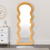 Modern Arched Wavy Velvet Full Length Mirror 160cm x 60cm Peach-Orange Wall Mirror