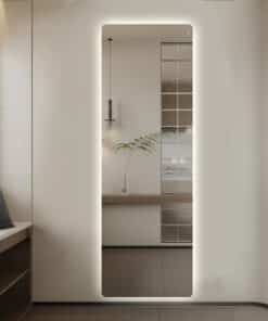 Modern Rectangular Edge-Lit LED Mirror 50cm × 150cm Frameless Tricolour Dimmable Wall Mounted Mirror