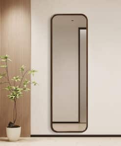 Modern Rectangular Walnut Wood Full Length Mirror 50cm × 160cm Decorative Wall Mounted Mirror