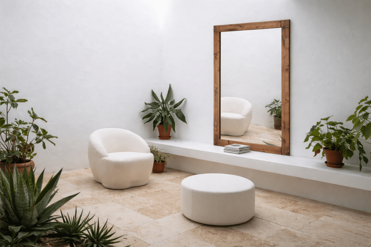 Nordic Full Length Rectangular Mirror 183cm x 91cm Yellow Brown Woodgrain Floor Mirror